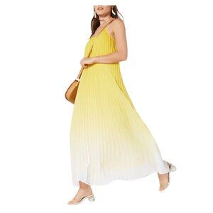 New Bar III Yellow Pleated Ombré Maxi Dress - Medium